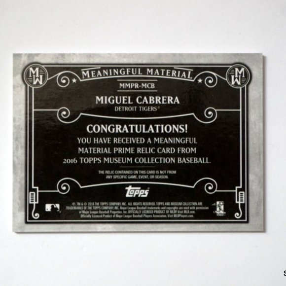 Miguel Cabrera 2016 Topps Meaningful Materials # MMPR-MCB  SSP D #'d /35 Tigers - Picture 3 of 3